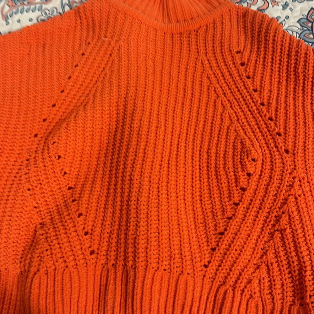 HYFVE Orange Chunky Knit Sweater Oversized Cropped Cozy Pullover M - Picture 4 of 8